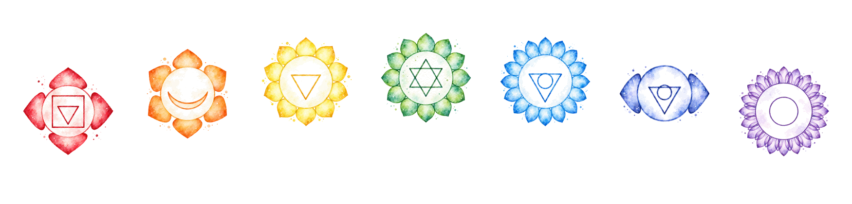 The seven chakras, watercolour